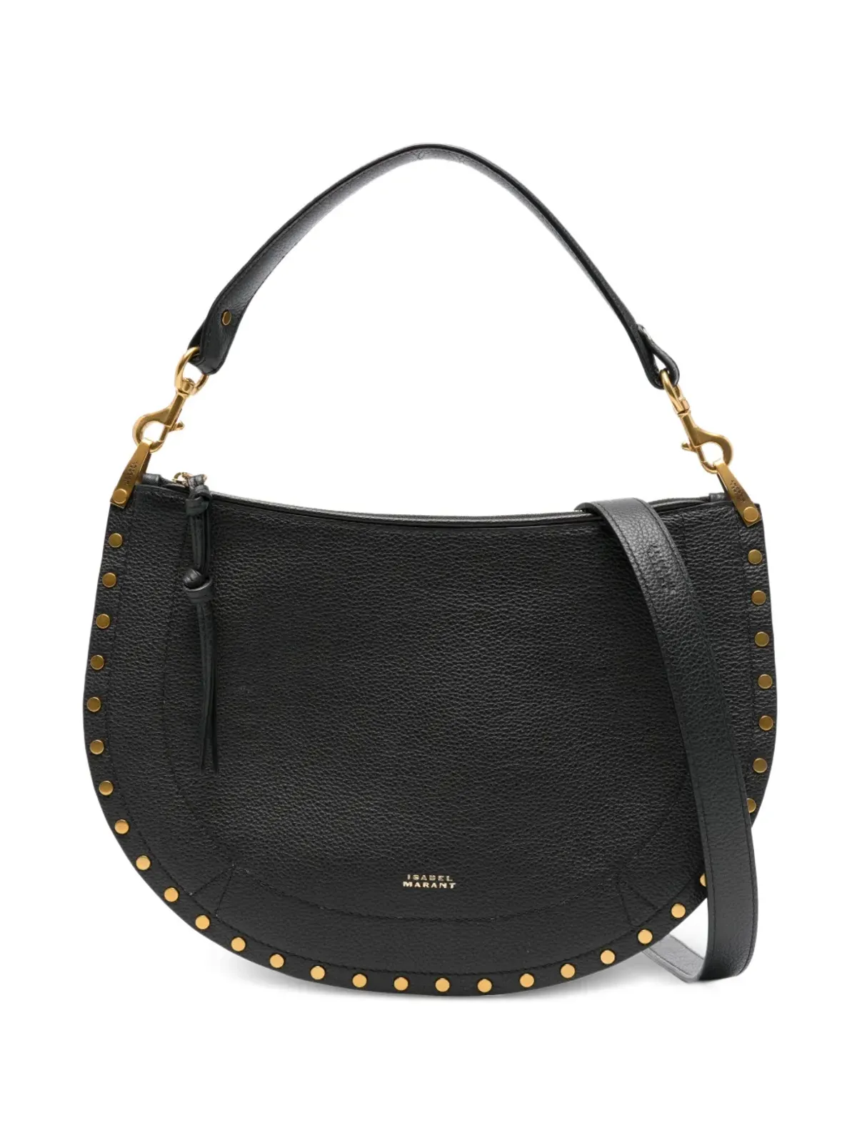 ISABEL MARANT Oskan Soft Zip studded half-moon tote bag - Black - 画像1