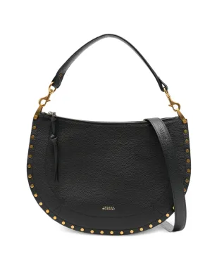ISABEL MARANT Oskan Soft Zip studded half-moon tote bag - Black - サムネイル1