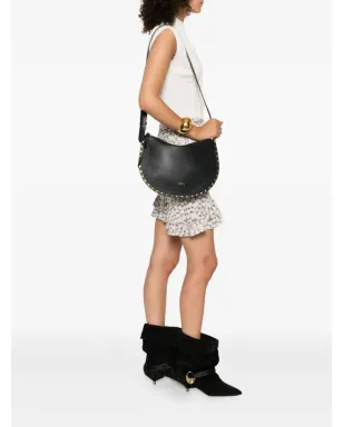 ISABEL MARANT Oskan Soft Zip studded half-moon tote bag - Black - サムネイル2