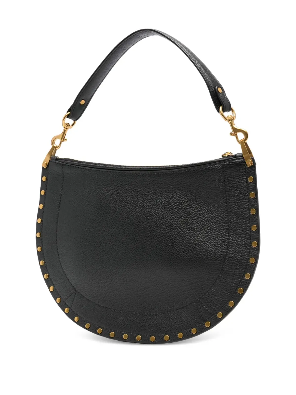 ISABEL MARANT Oskan Soft Zip studded half-moon tote bag - Black - 画像3