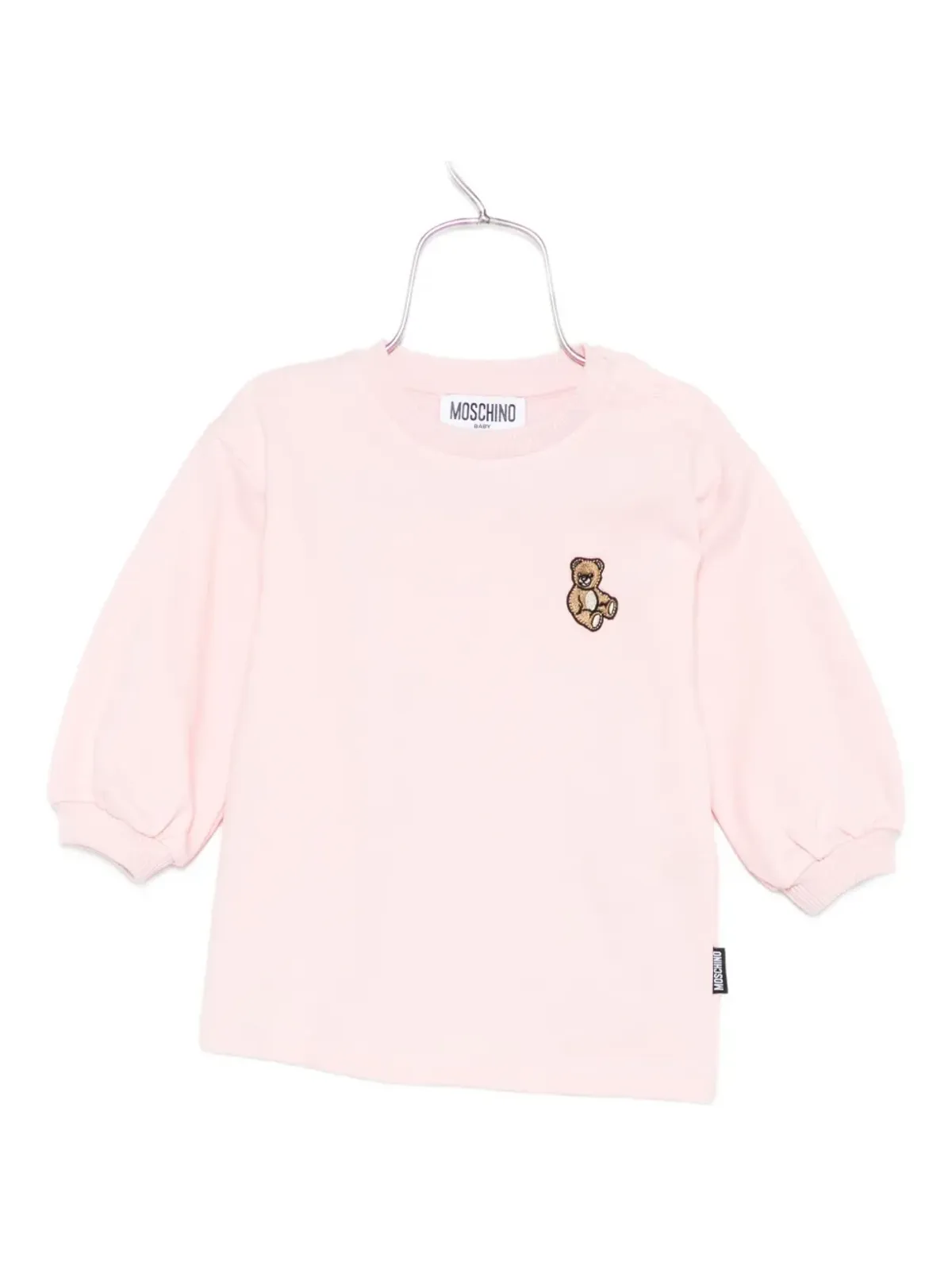 Moschino Kids ピンクのベア刺繍スウェットシャツ - 画像1