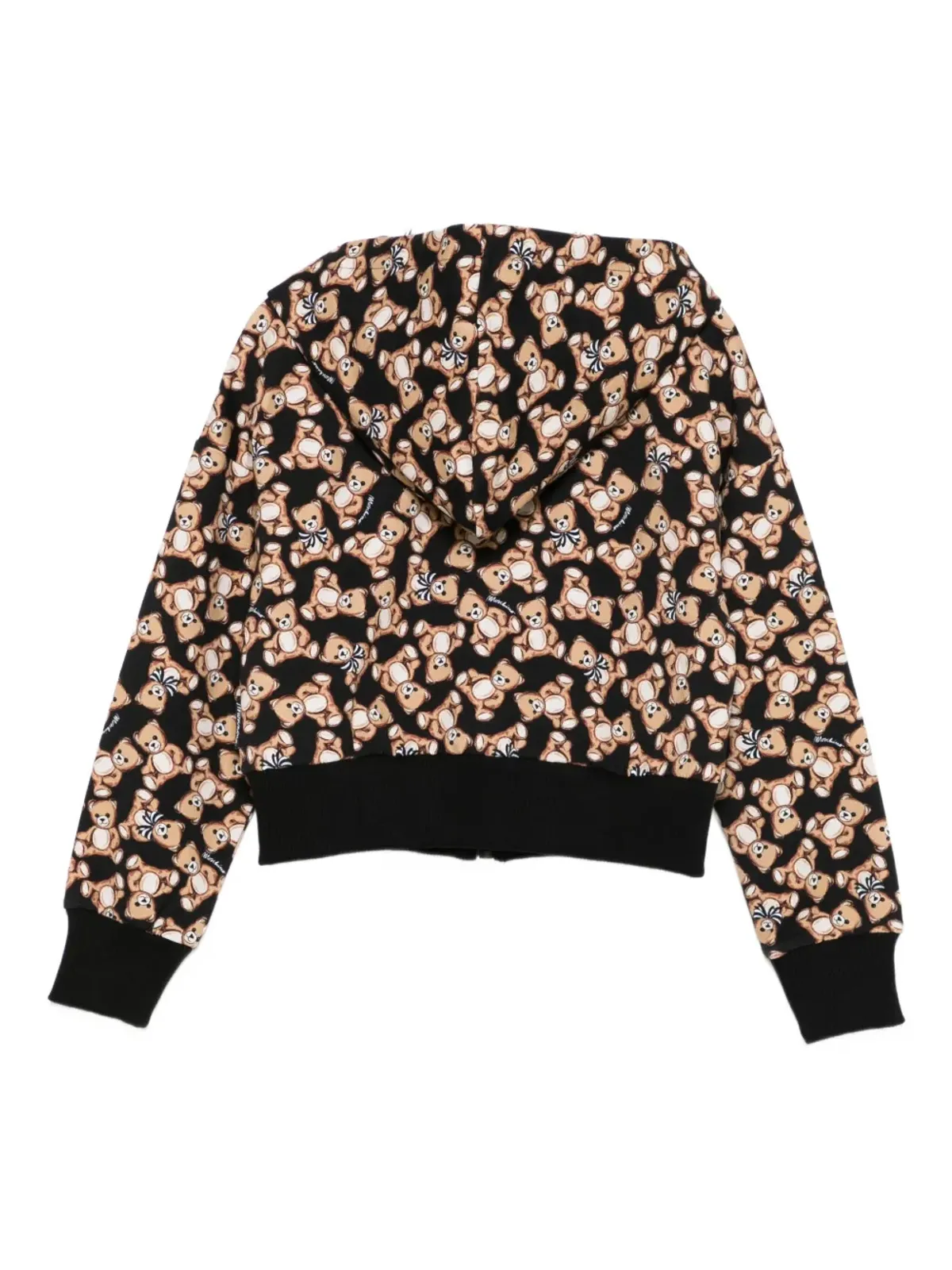 Moschino Kids テディベア柄ジップフード付きパーカー - ブラック - 画像2