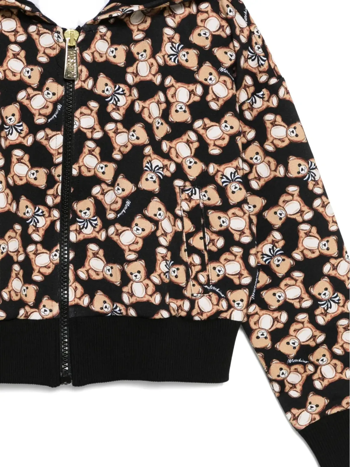 Moschino Kids テディベア柄ジップフード付きパーカー - ブラック - 画像3
