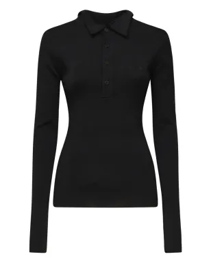 Balenciaga リブ編みポロシャツ - ブラック - サムネイル1