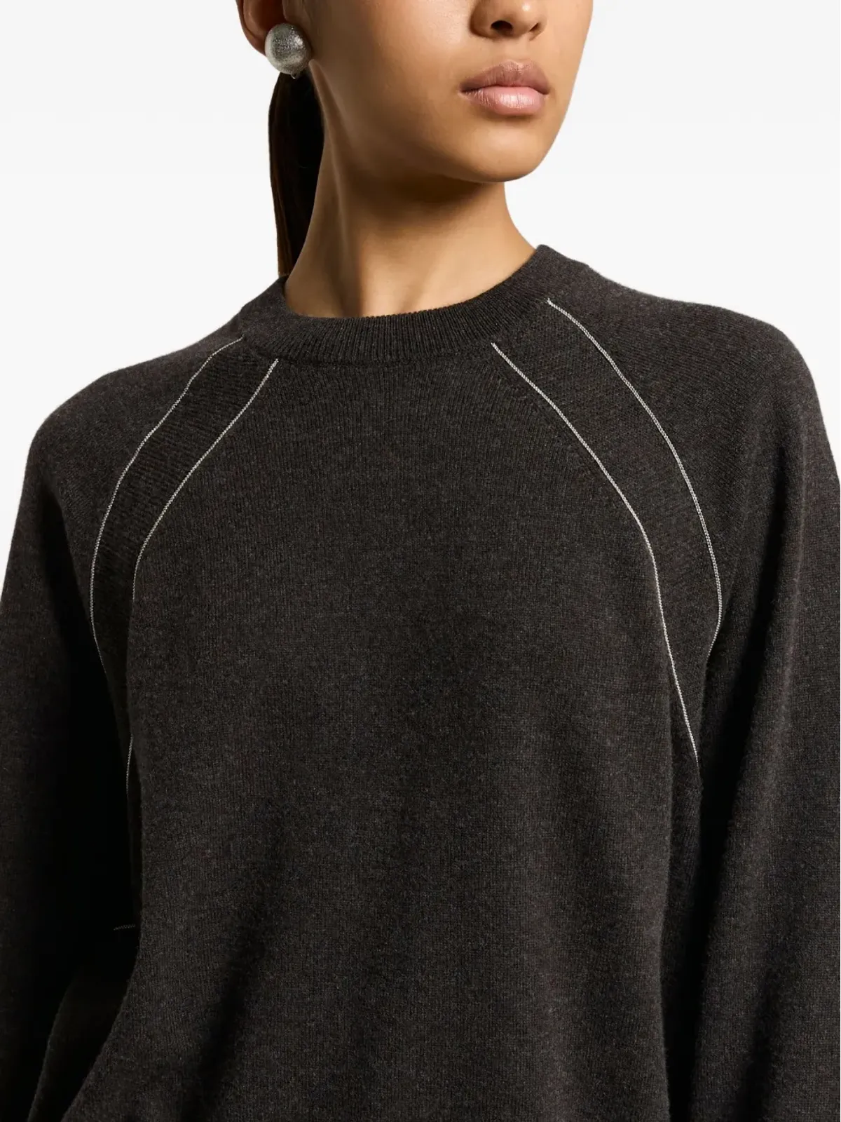 Peserico raglan-sleeve cashmere sweater - Brown - 画像4
