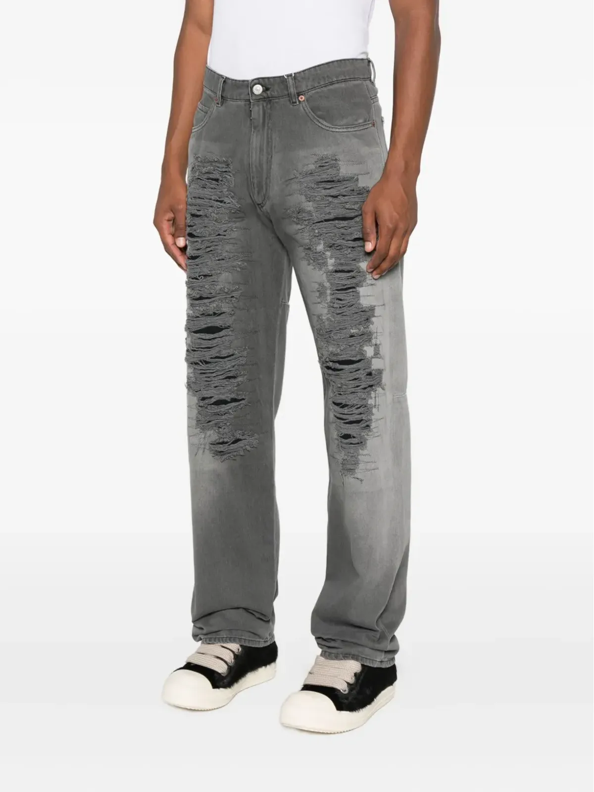MM6 Maison Margiela ダメージ加工ジーンズ - グレー - 画像3