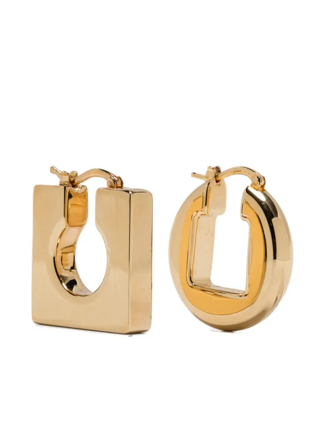 JACQUEMUS Jacquemus The Ronde Carre hoop earrings - Goldの商品画像