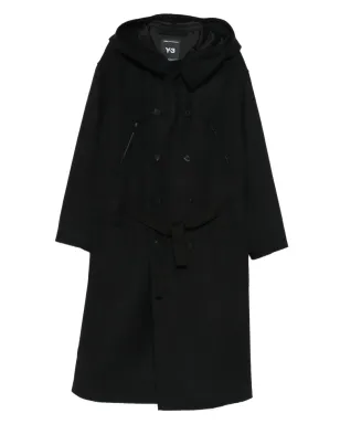 Y-3 フード付き ダブルブレスト コート - サムネイル1