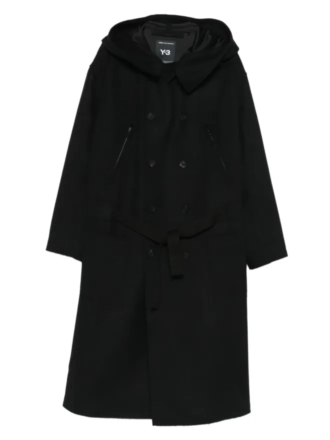 Y-3 Y-3 フード付き ダブルブレスト コートの商品画像