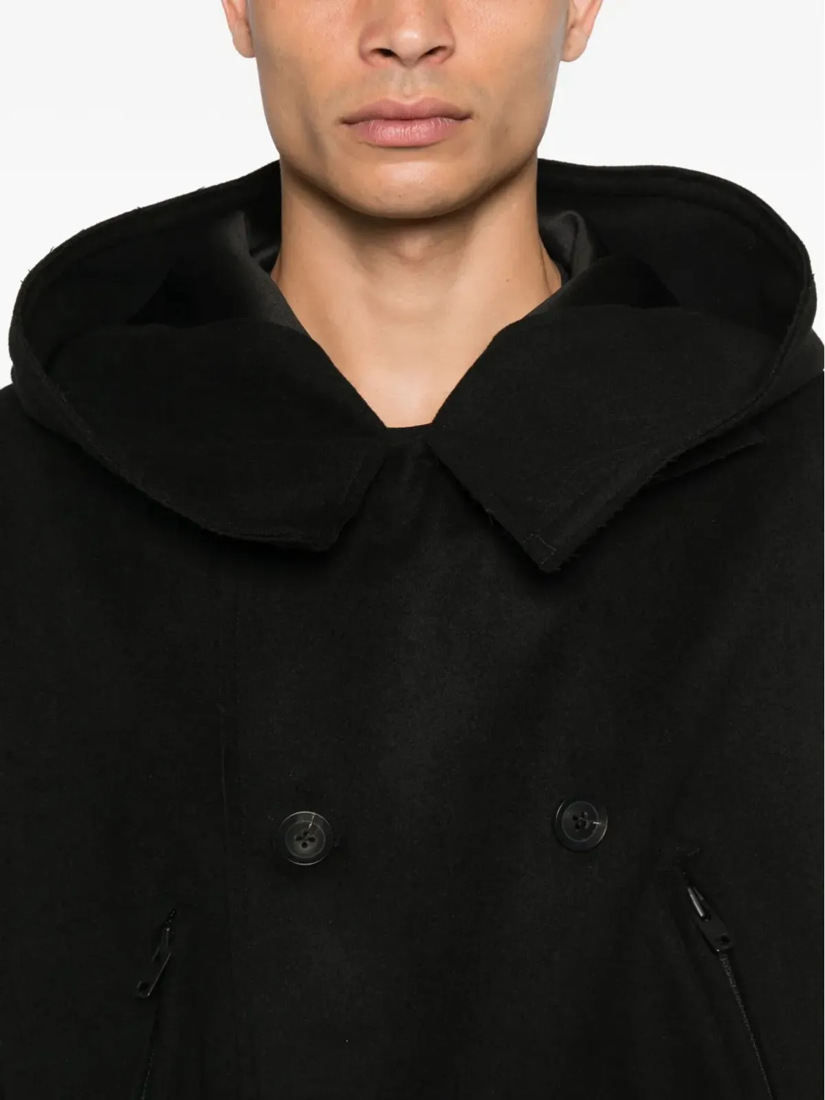 Y-3 フード付き ダブルブレスト コート - 画像5