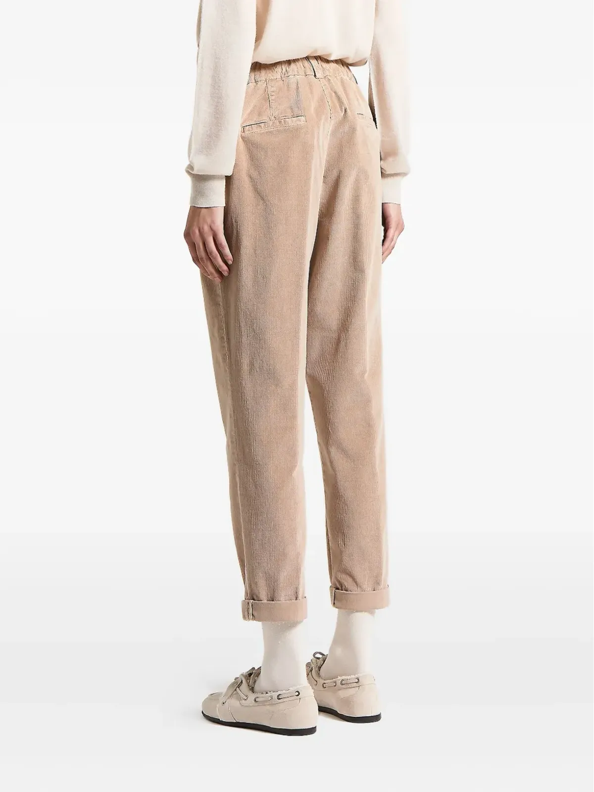 Peserico corduroy-texture cuffed trousers - Neutrals - 画像3