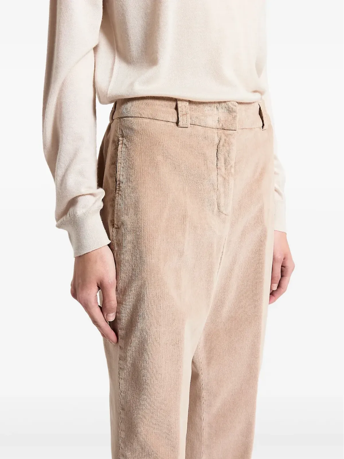 Peserico corduroy-texture cuffed trousers - Neutrals - 画像4