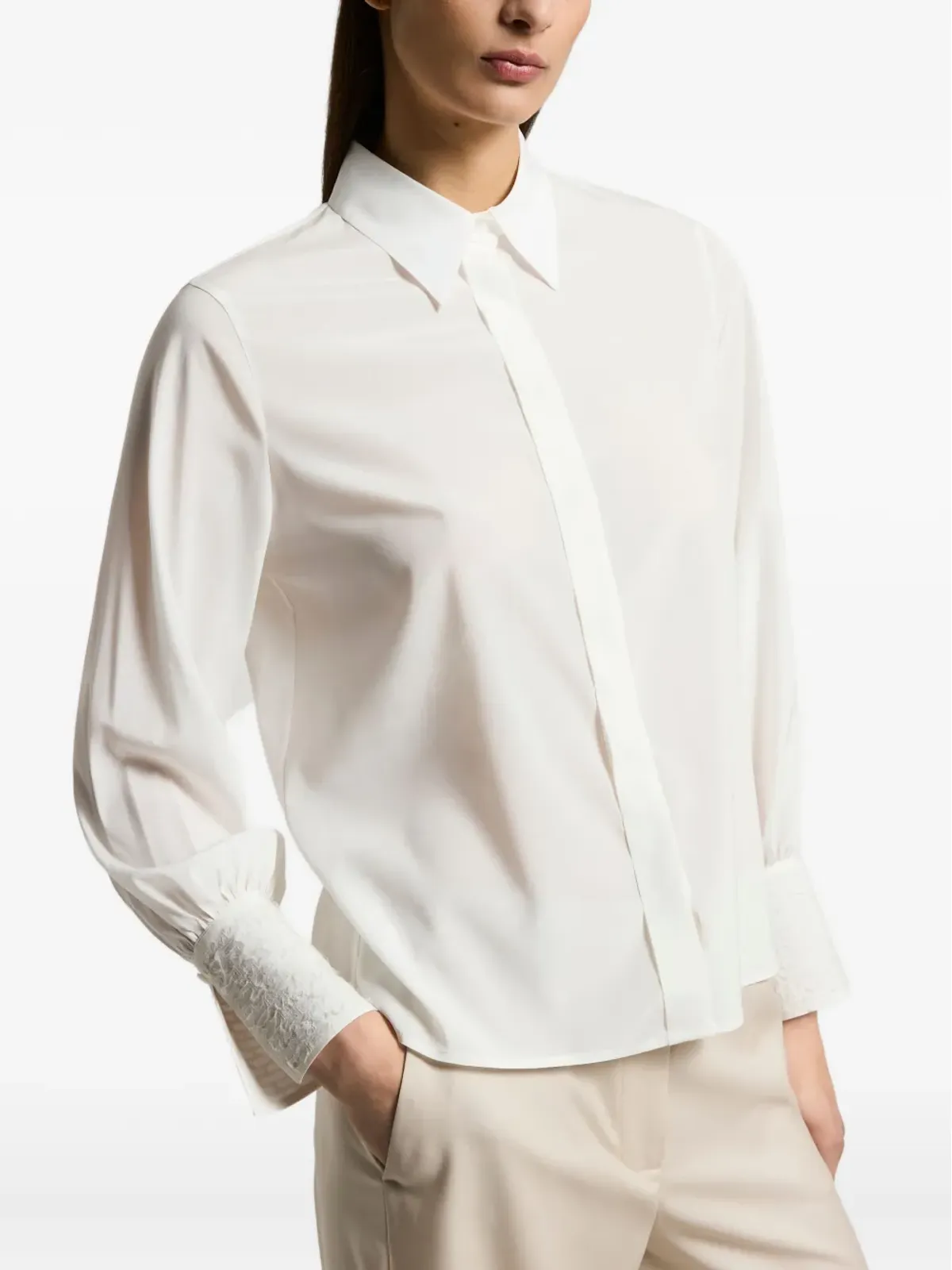 Peserico lace-cuff shirt - White - 画像3