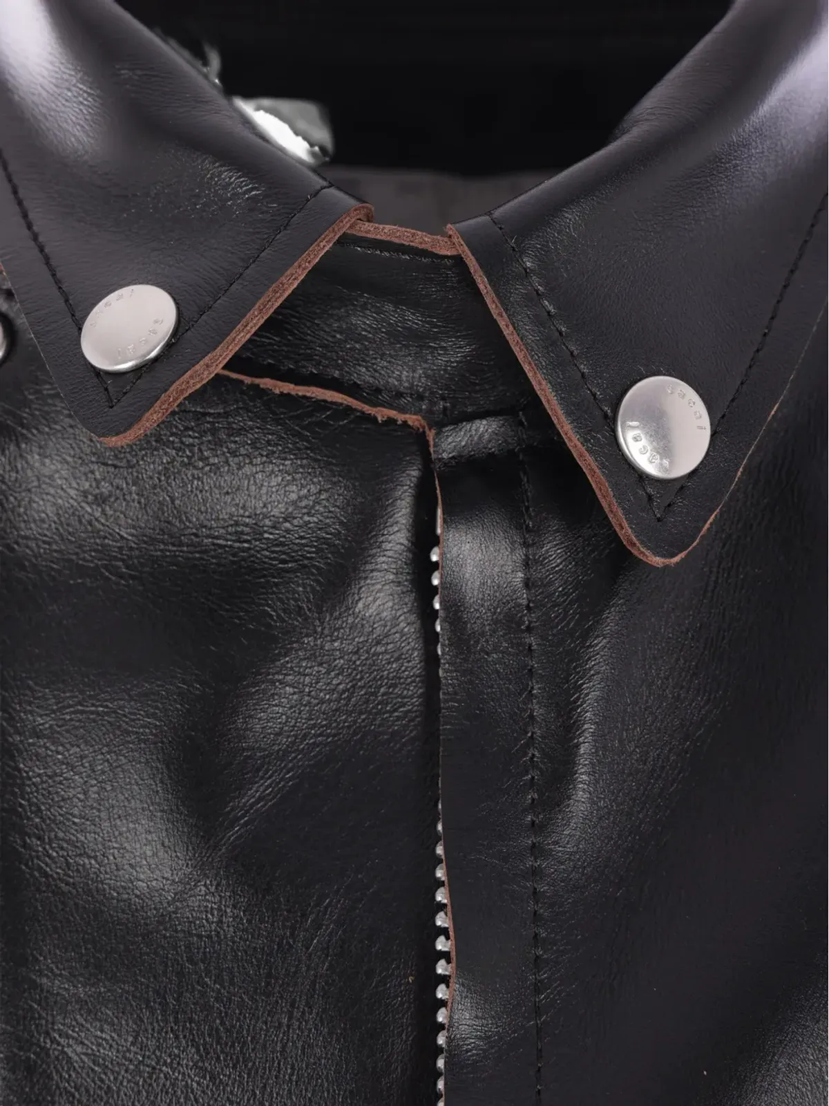 sacai スナップファスナー付きレザージャケット - 画像3
