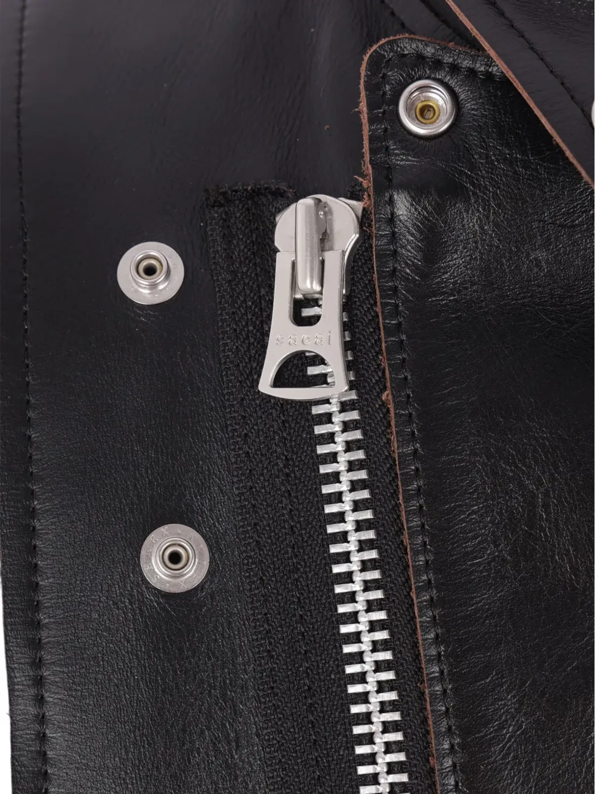 sacai スナップファスナー付きレザージャケット - 画像4