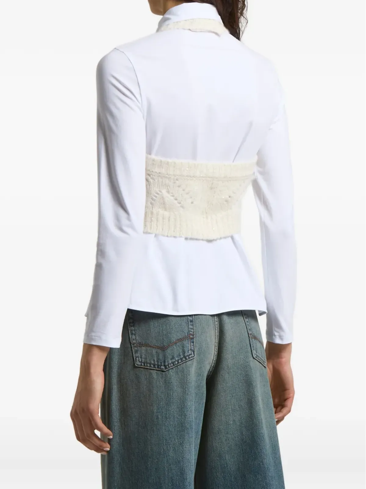 Peserico halter-neck cable-knit top - White - 画像3