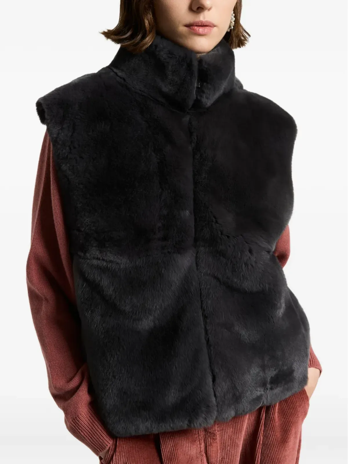 Peserico high-neck zip-fastening waistcoat - Grey - 画像4