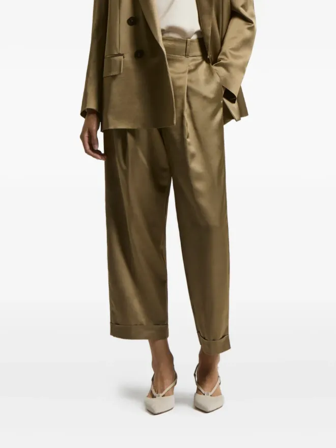 Peserico Peserico pleated-front satin trousers - Greenの商品画像