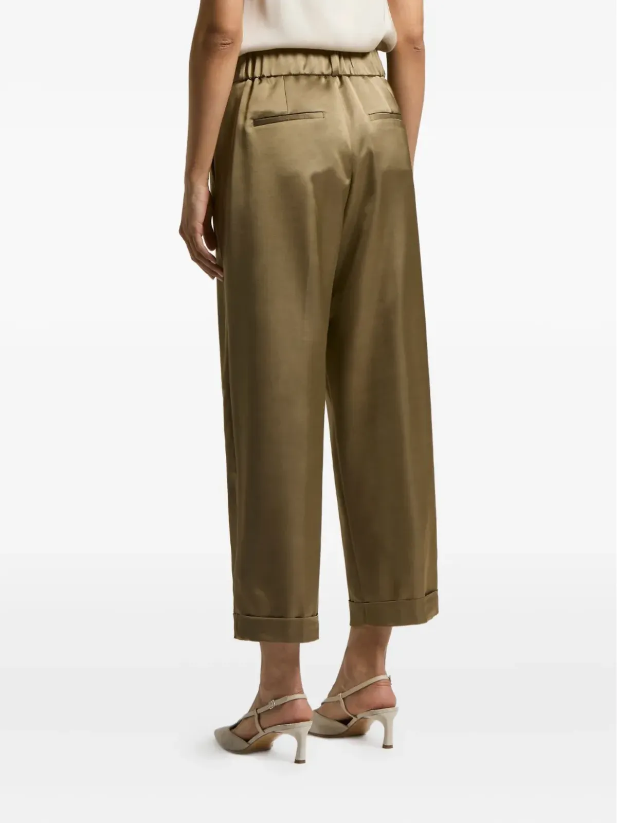 Peserico pleated-front satin trousers - Green - 画像2