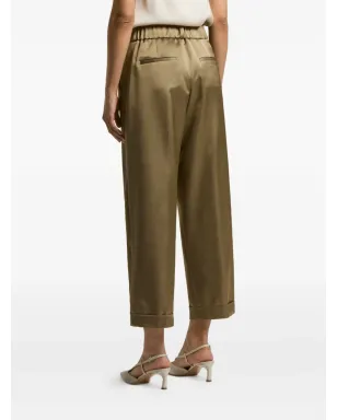 Peserico pleated-front satin trousers - Green - サムネイル2