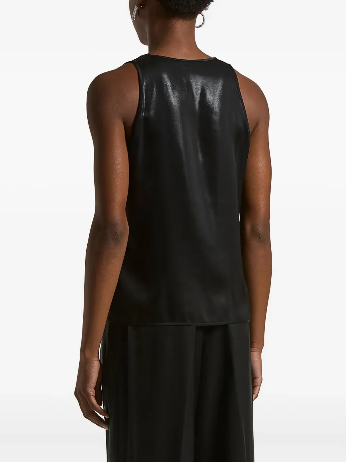 Peserico U-neck trim top - Black - 画像3