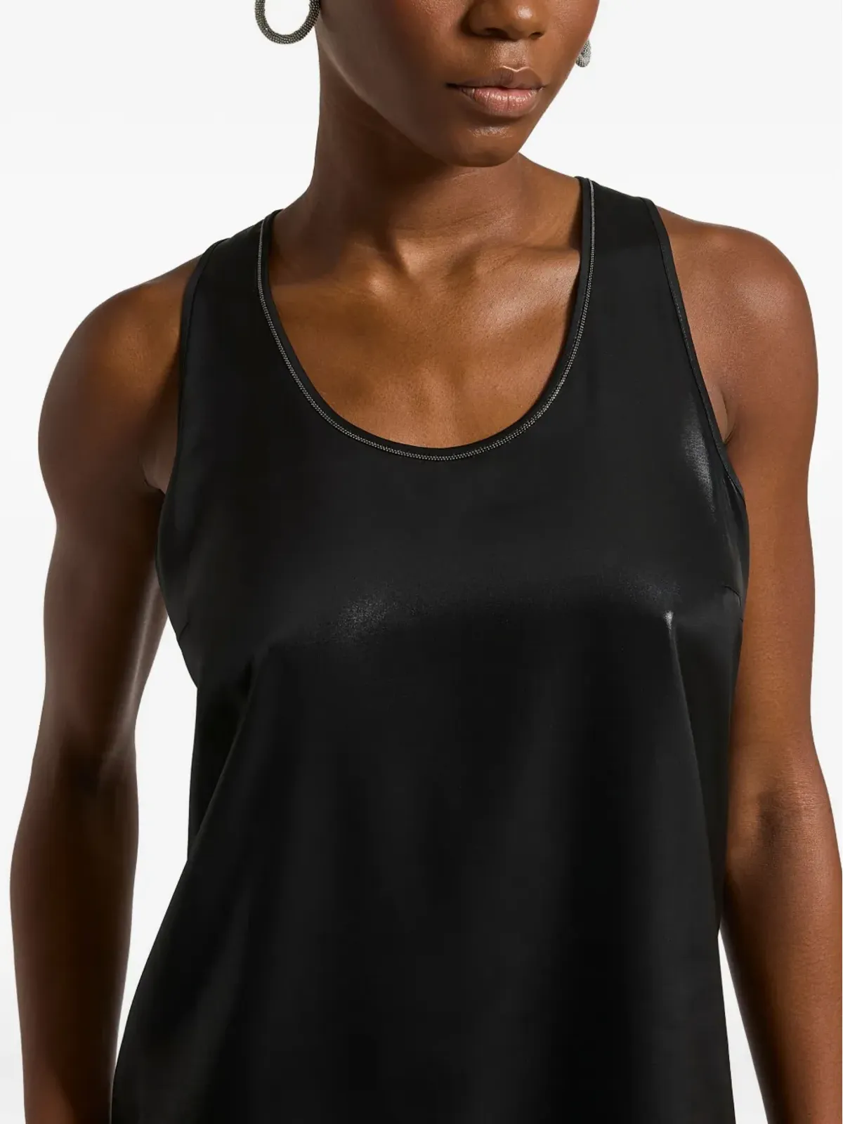 Peserico U-neck trim top - Black - 画像4