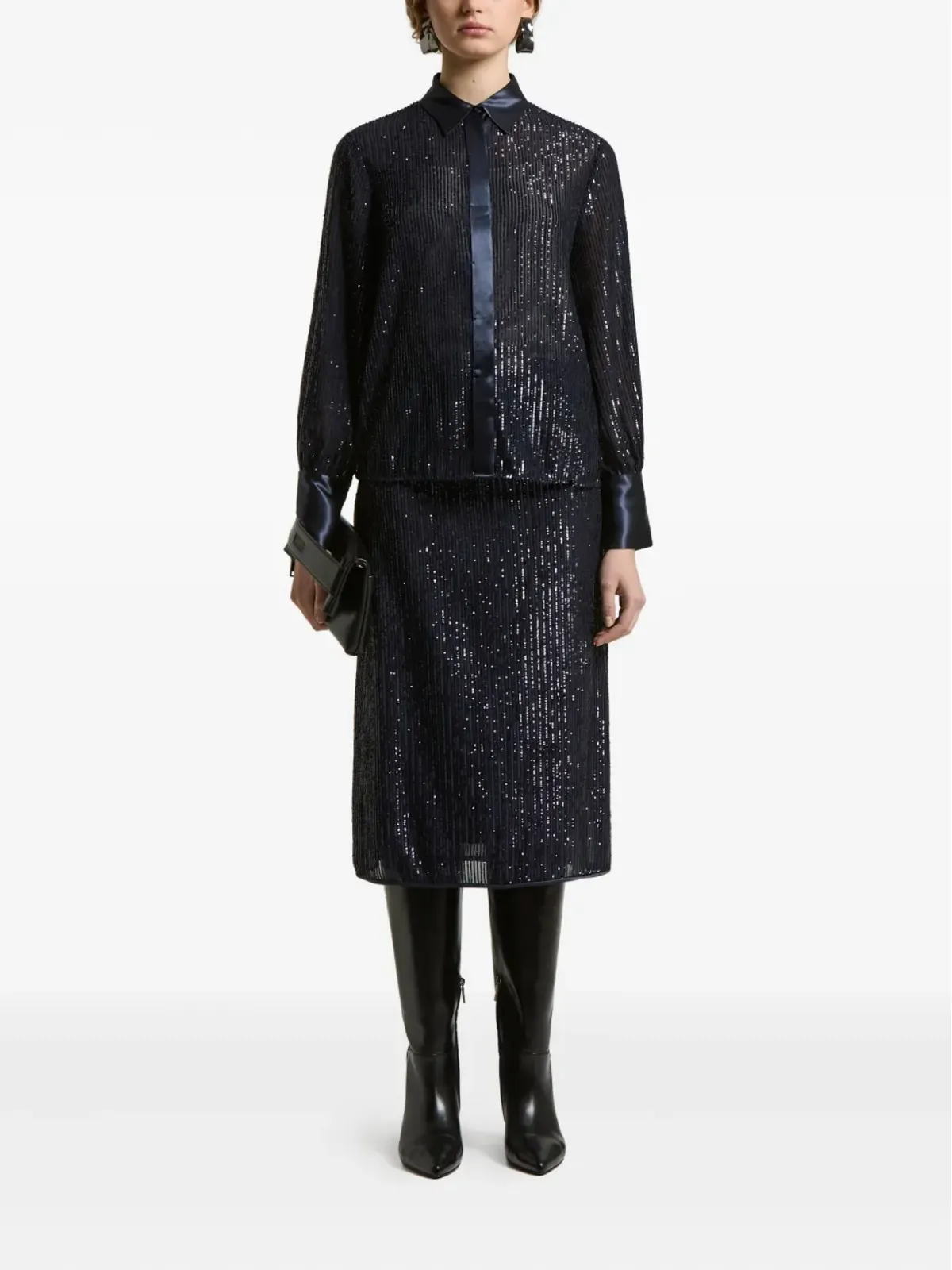 Peserico sequin-embellished satin-trimmed shirt - 画像2