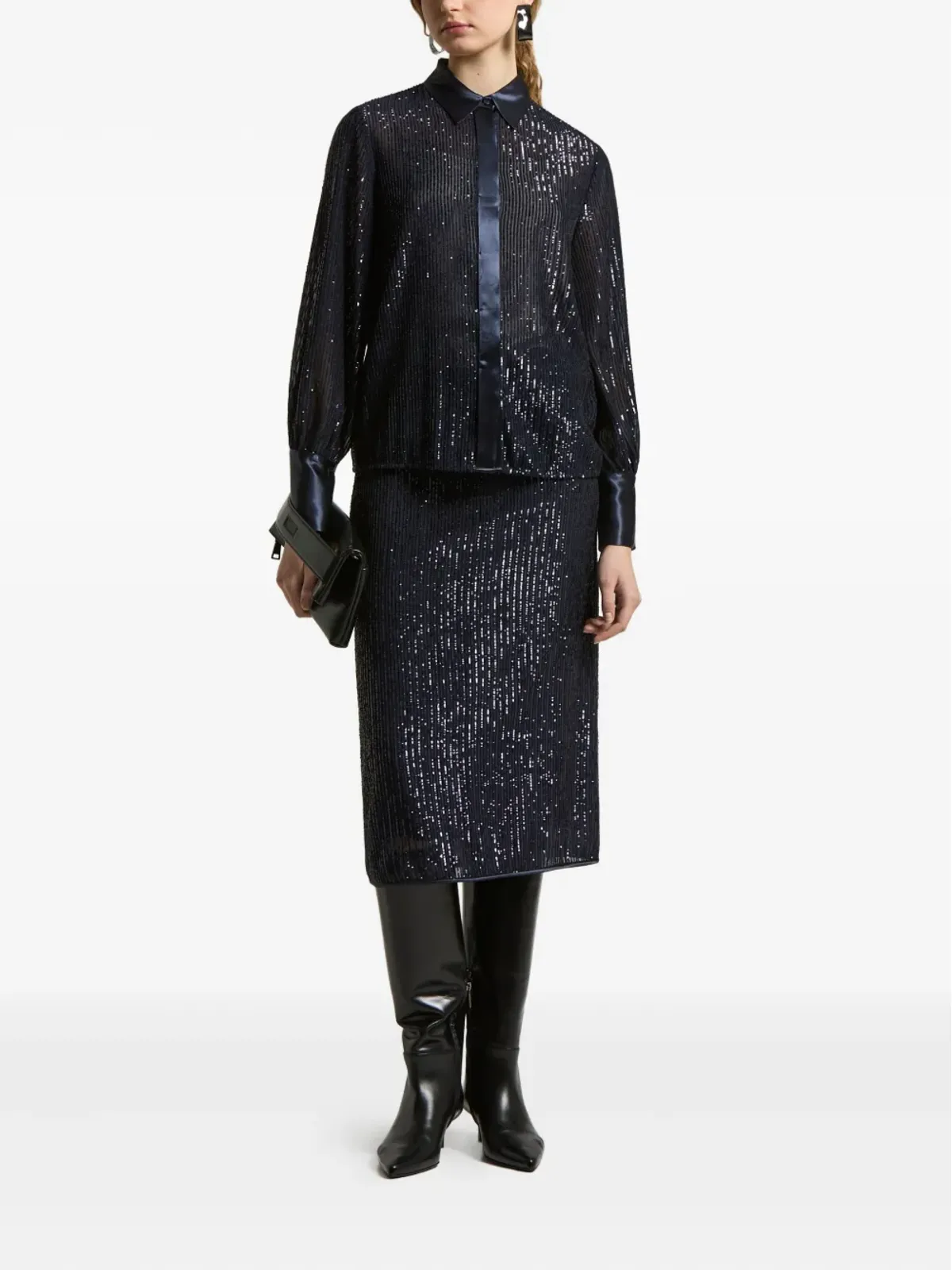 Peserico sequin-embellished satin-trimmed shirt - 画像3
