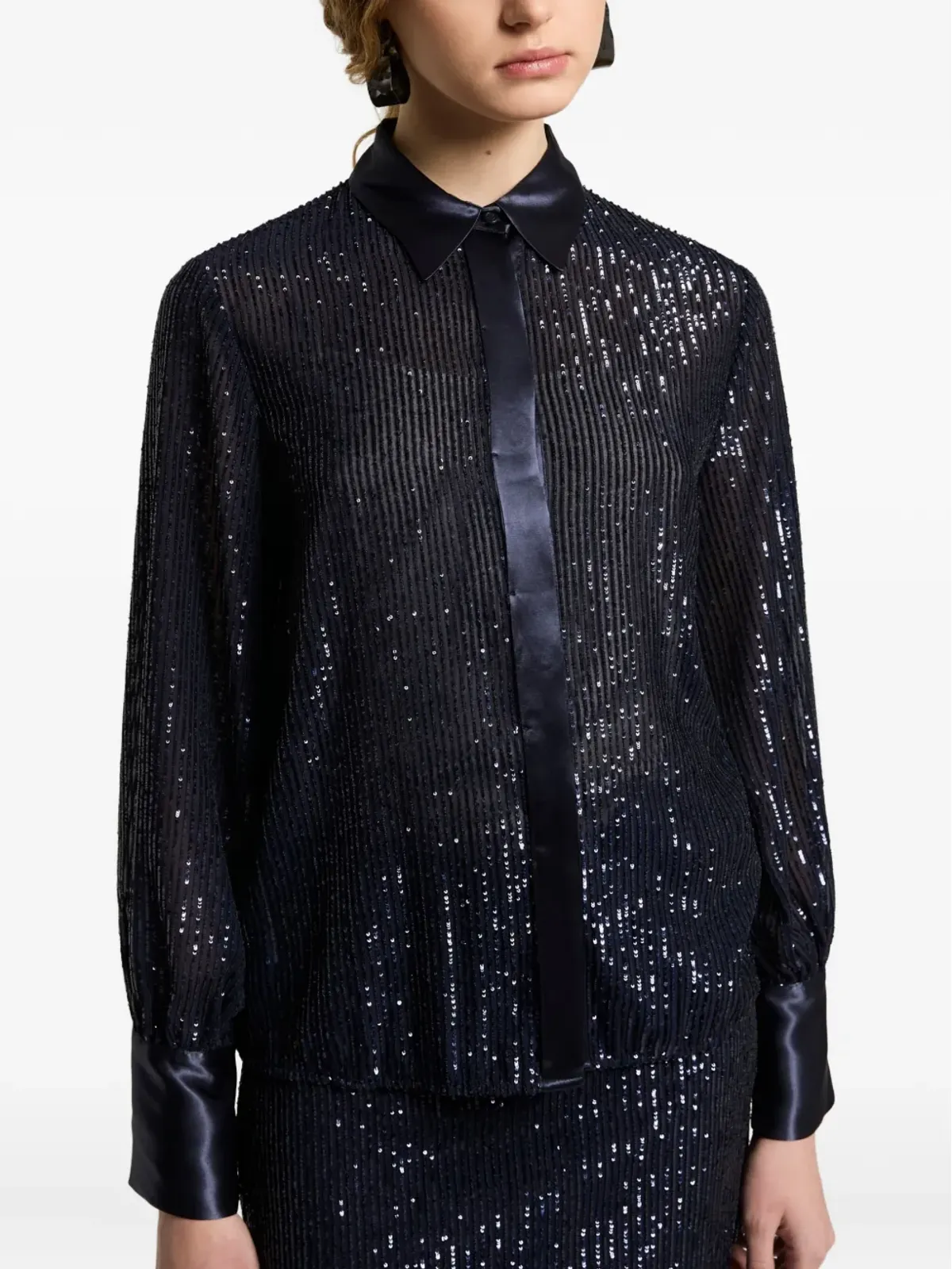 Peserico sequin-embellished satin-trimmed shirt - 画像4