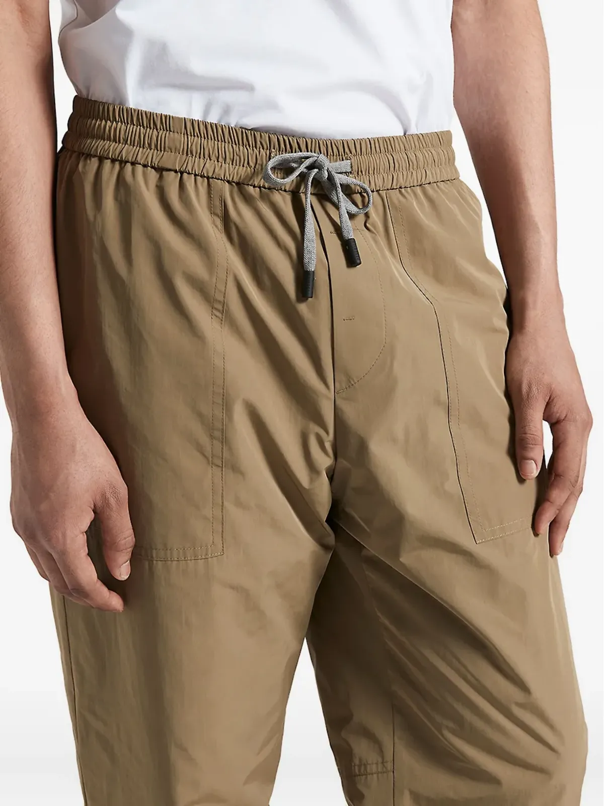 Peserico elasticated-waist patch-pocket trousers - Green - 画像3