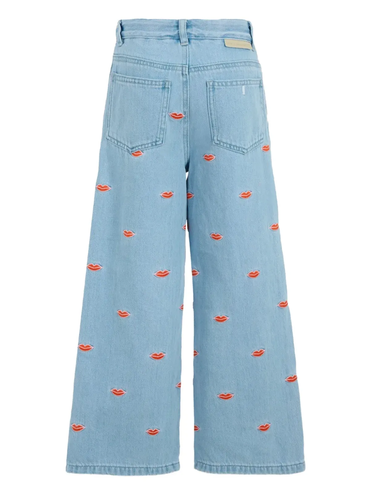 Stella McCartney Kids リップ刺繍入りワイドレッグジーンズ - 画像2