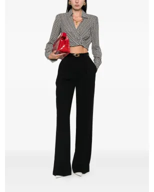 Elisabetta Franchi pleated wide-leg trousers - Black - サムネイル2