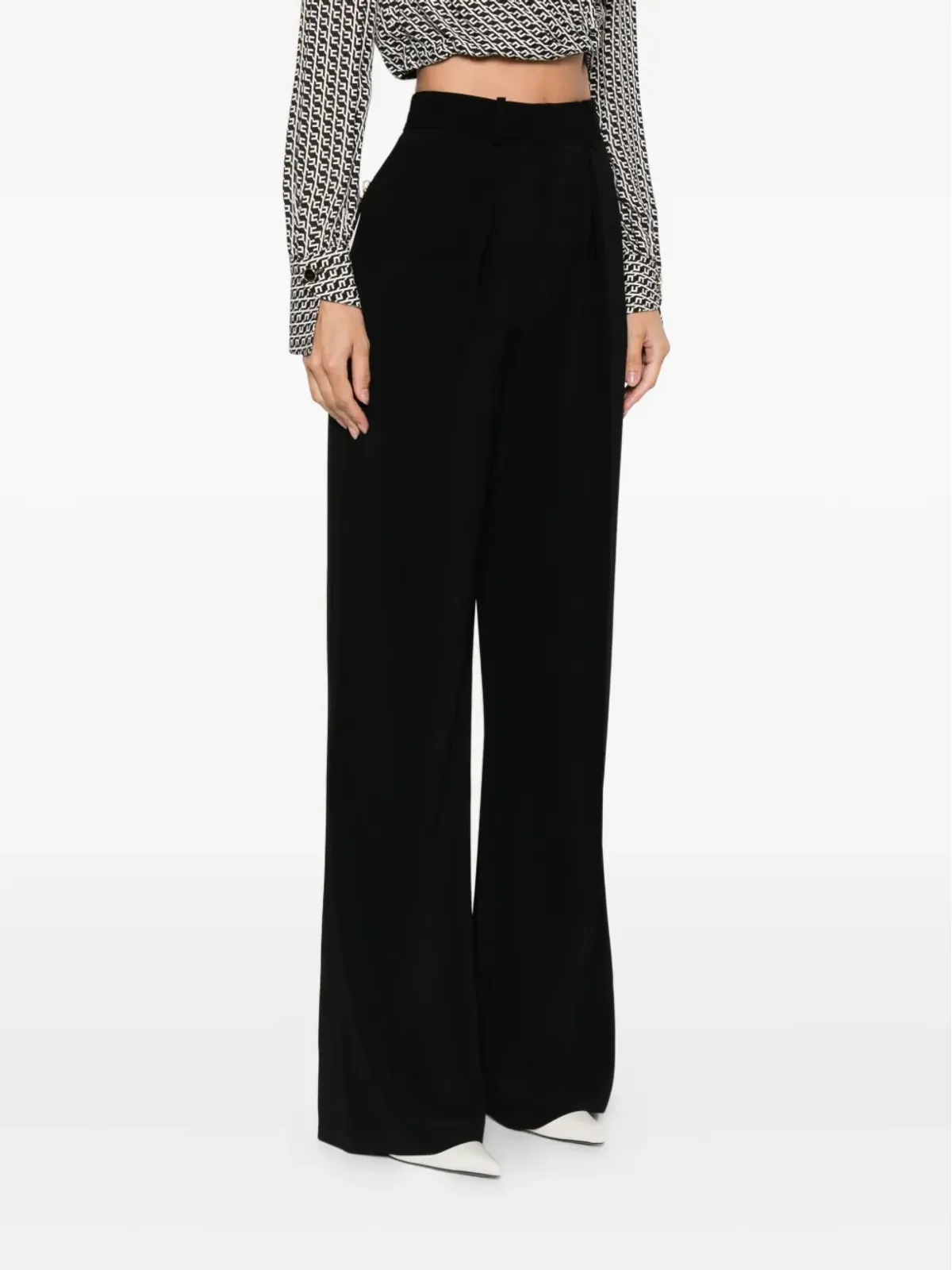 Elisabetta Franchi pleated wide-leg trousers - Black - 画像3