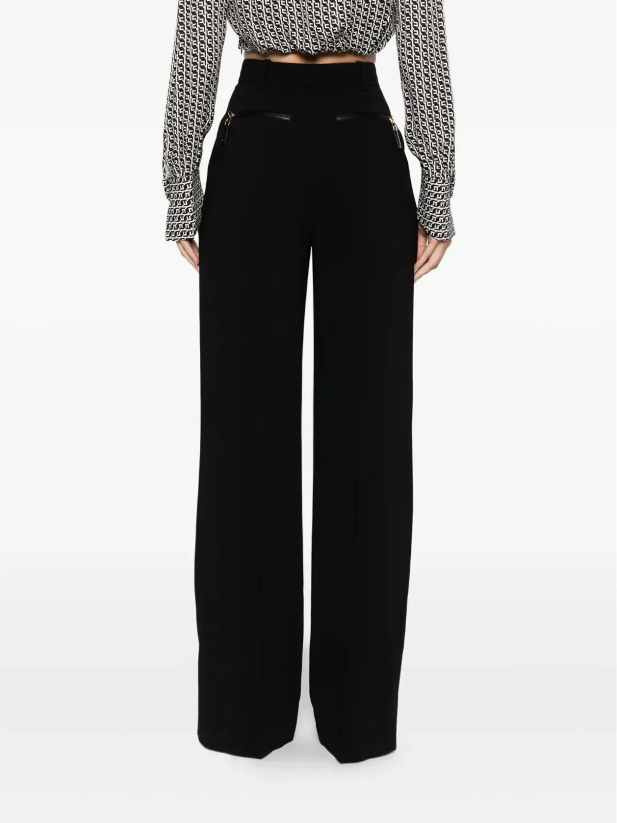 Elisabetta Franchi pleated wide-leg trousers - Black - 画像4