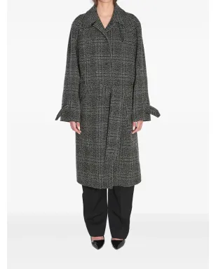 Balenciaga バレンシアガ ワンレイヤー チェック柄 ベルト付きコート - サムネイル1