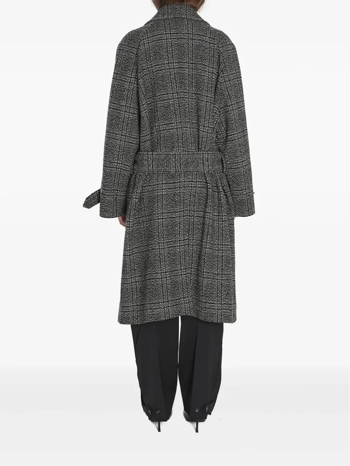 Balenciaga バレンシアガ ワンレイヤー チェック柄 ベルト付きコート - 画像4