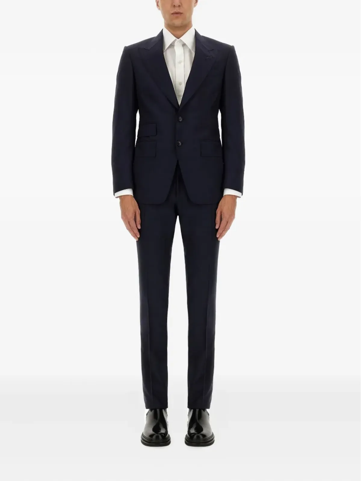 TOM FORD ウール ボタン留め スーツ ブルー - 画像1