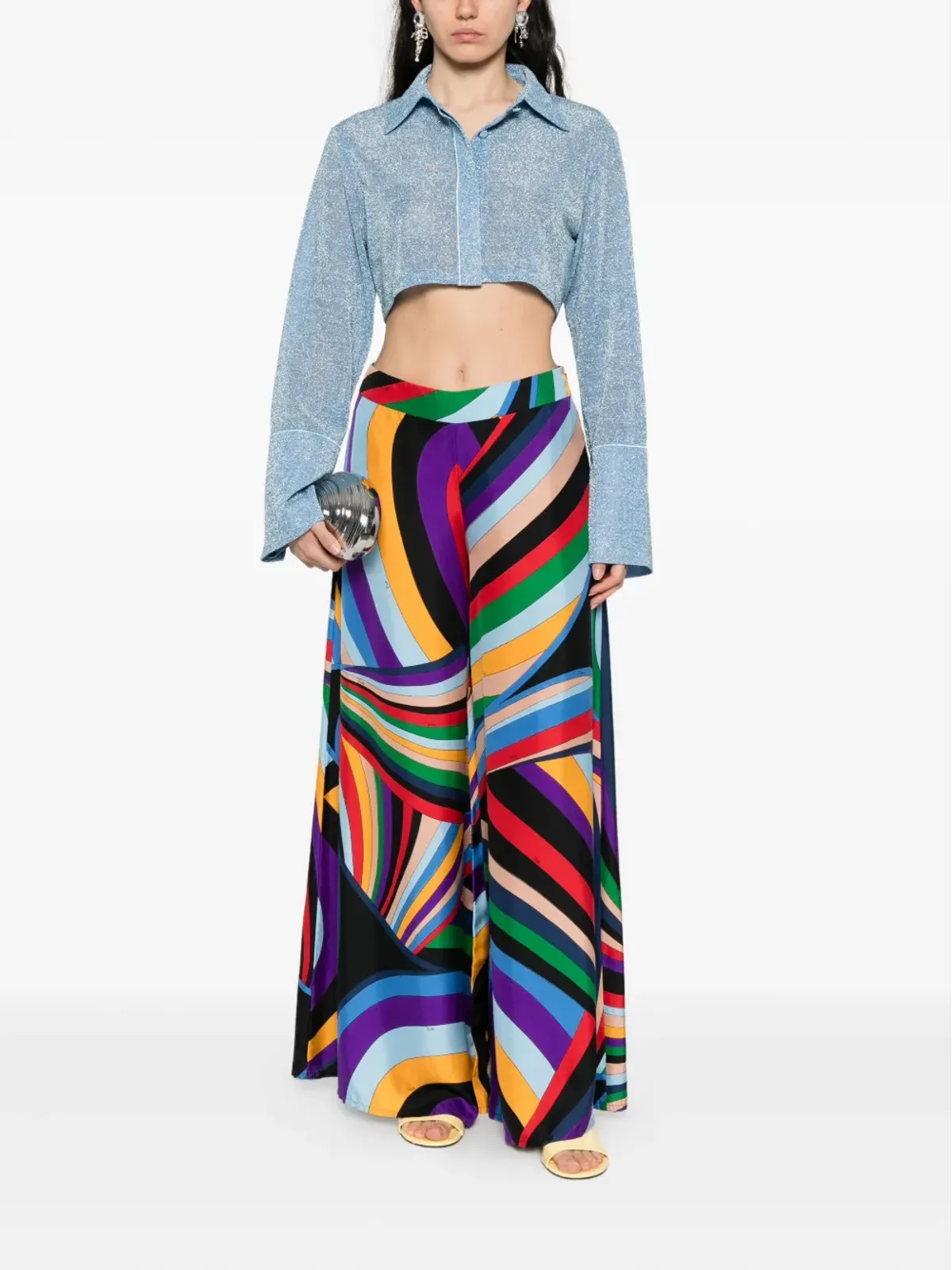 PUCCI Pre-Owned 2024 iride print silk trousers - Blue - 画像2