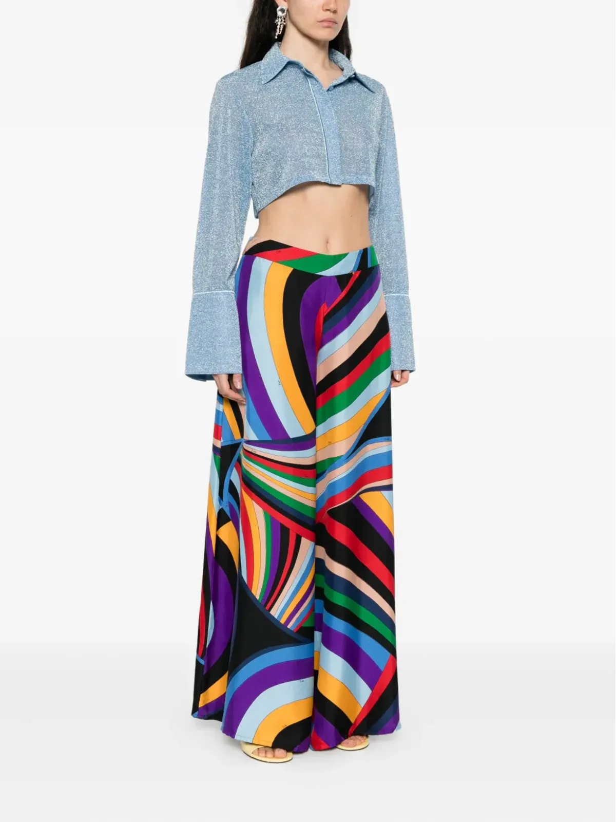 PUCCI Pre-Owned 2024 iride print silk trousers - Blue - 画像3