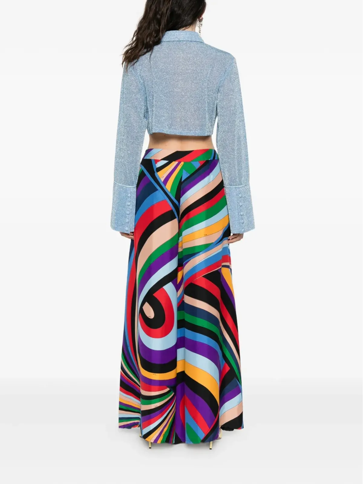 PUCCI Pre-Owned 2024 iride print silk trousers - Blue - 画像4