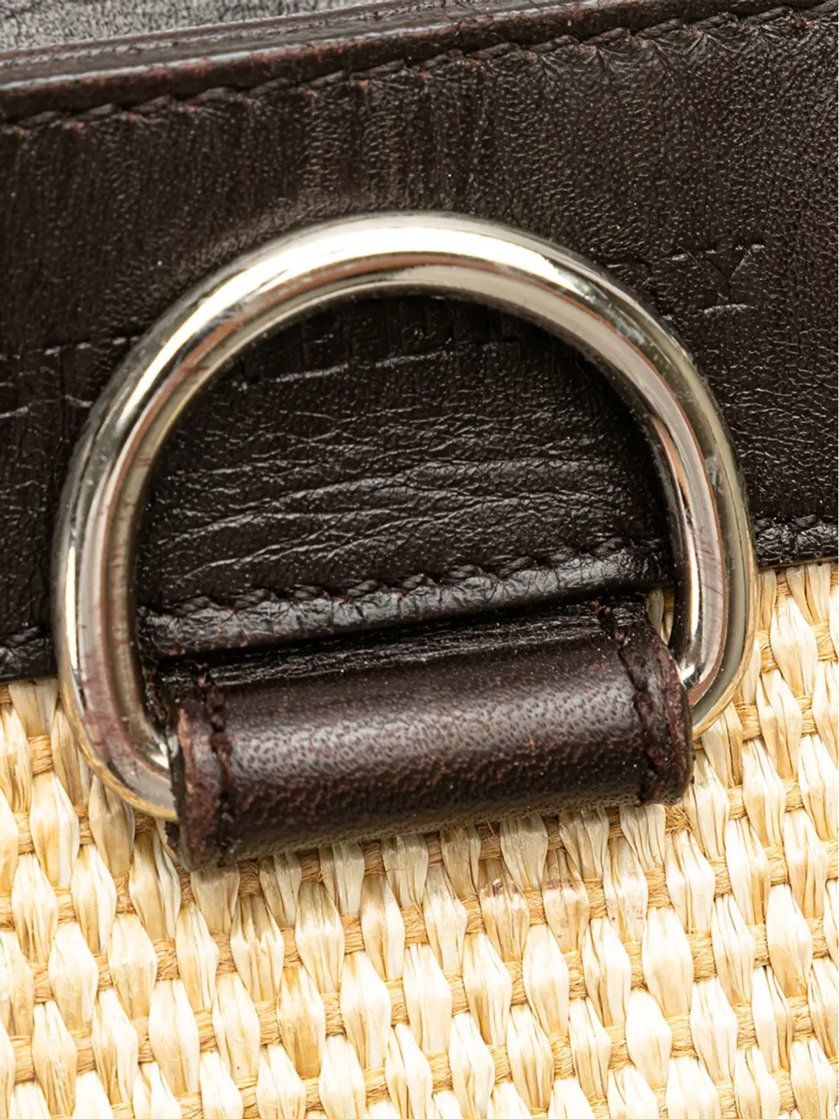 Burberry Pre-Owned レザー トリム ラフィア クロスボディバッグ - 画像5