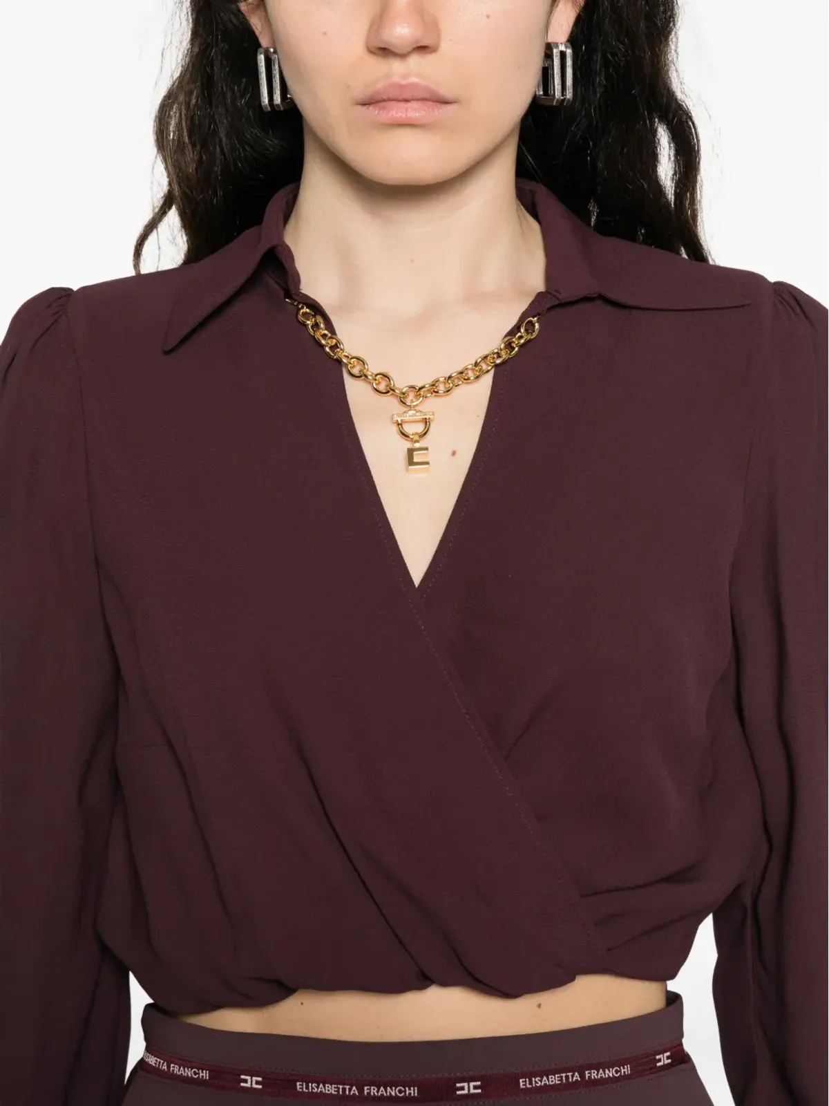 Elisabetta Franchi wrap風デザイン長袖トップ - 画像5
