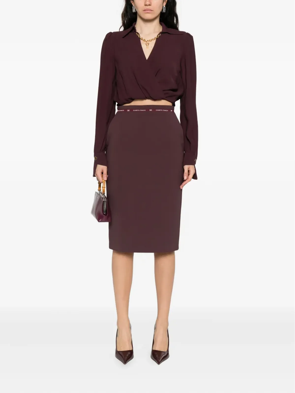 Elisabetta Franchi wrap風デザイン長袖トップ - 画像2
