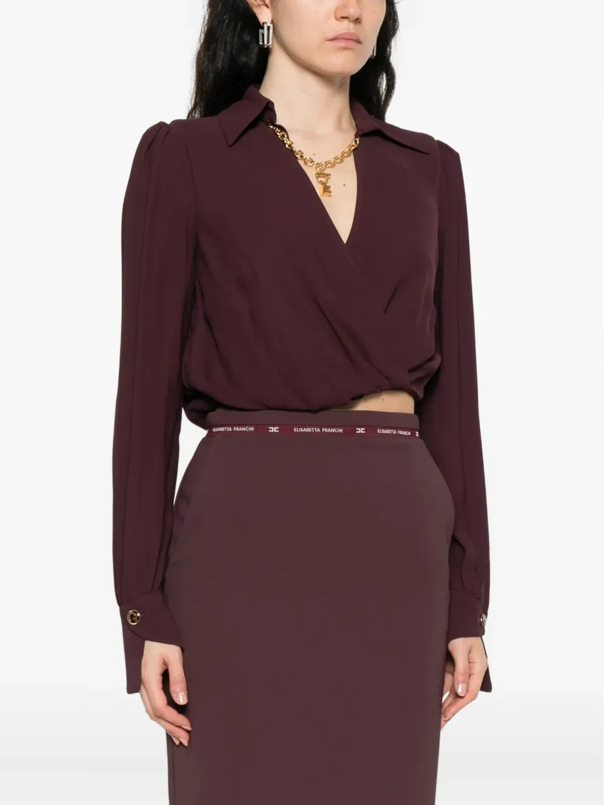 Elisabetta Franchi wrap風デザイン長袖トップ - 画像3