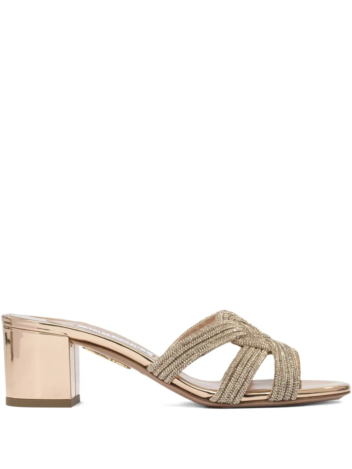 Aquazzura フェリックス クリスタル装飾 ブロックヒール サンダル - 画像1