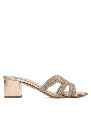 Aquazzura フェリックス クリスタル装飾 ブロックヒール サンダル - サムネイル1