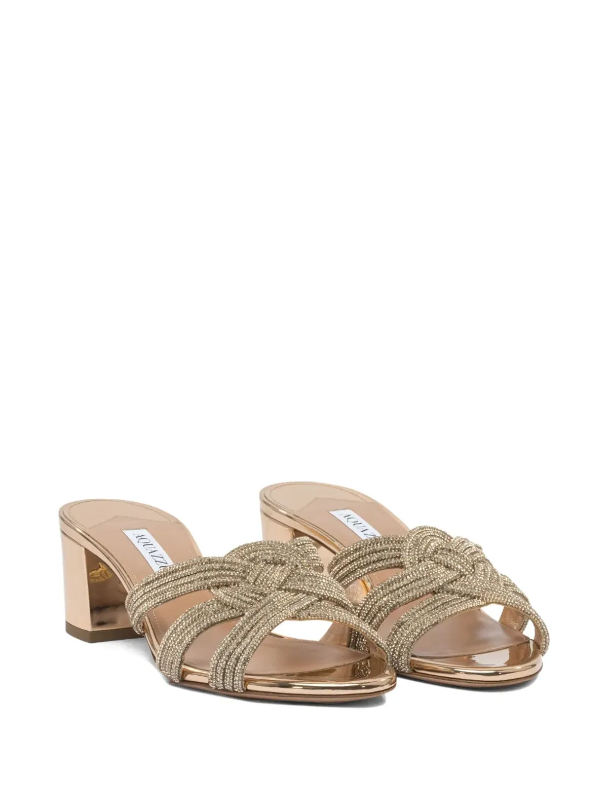 Aquazzura フェリックス クリスタル装飾 ブロックヒール サンダル - 画像2