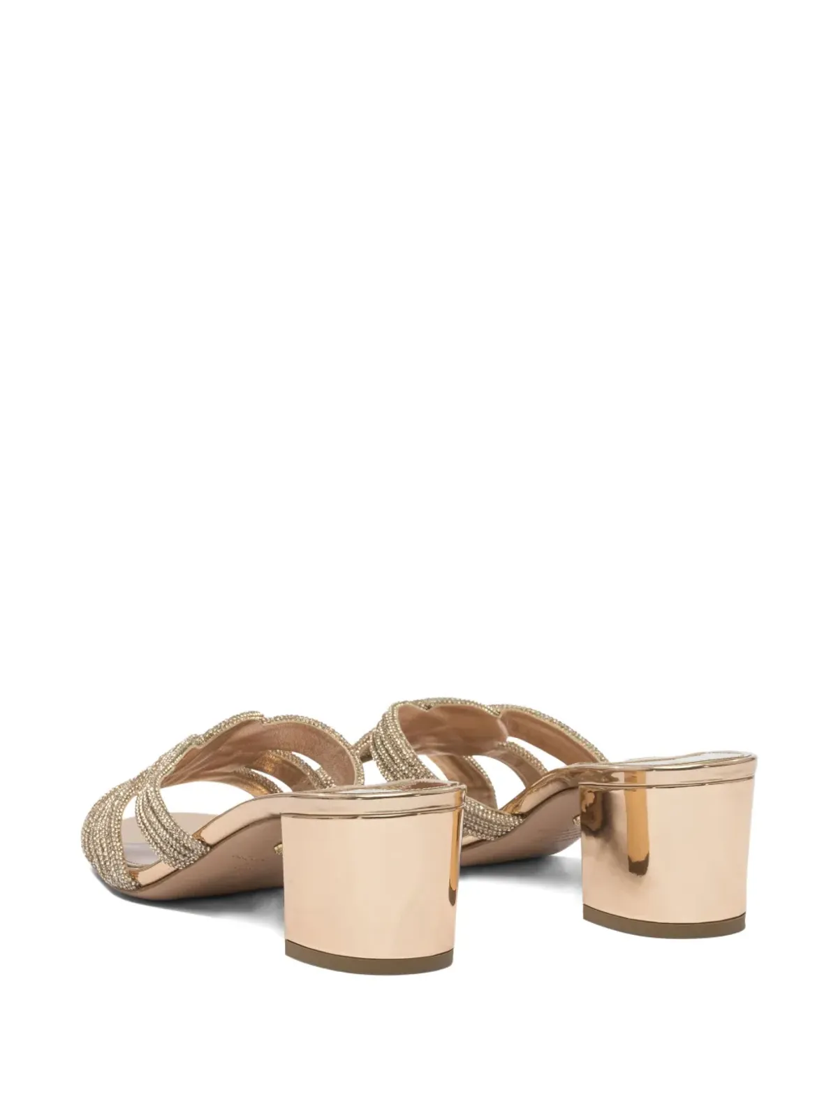 Aquazzura フェリックス クリスタル装飾 ブロックヒール サンダル - 画像4