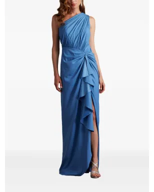 Tadashi Shoji レナ ドレープの片肩デザイン フリル付き イブニングドレス - ブルー - サムネイル2