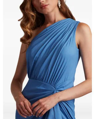 Tadashi Shoji レナ ドレープの片肩デザイン フリル付き イブニングドレス - ブルー - サムネイル3